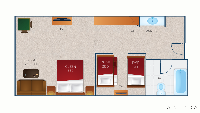 The floor plan for the KidCabin Suite (Standard) 